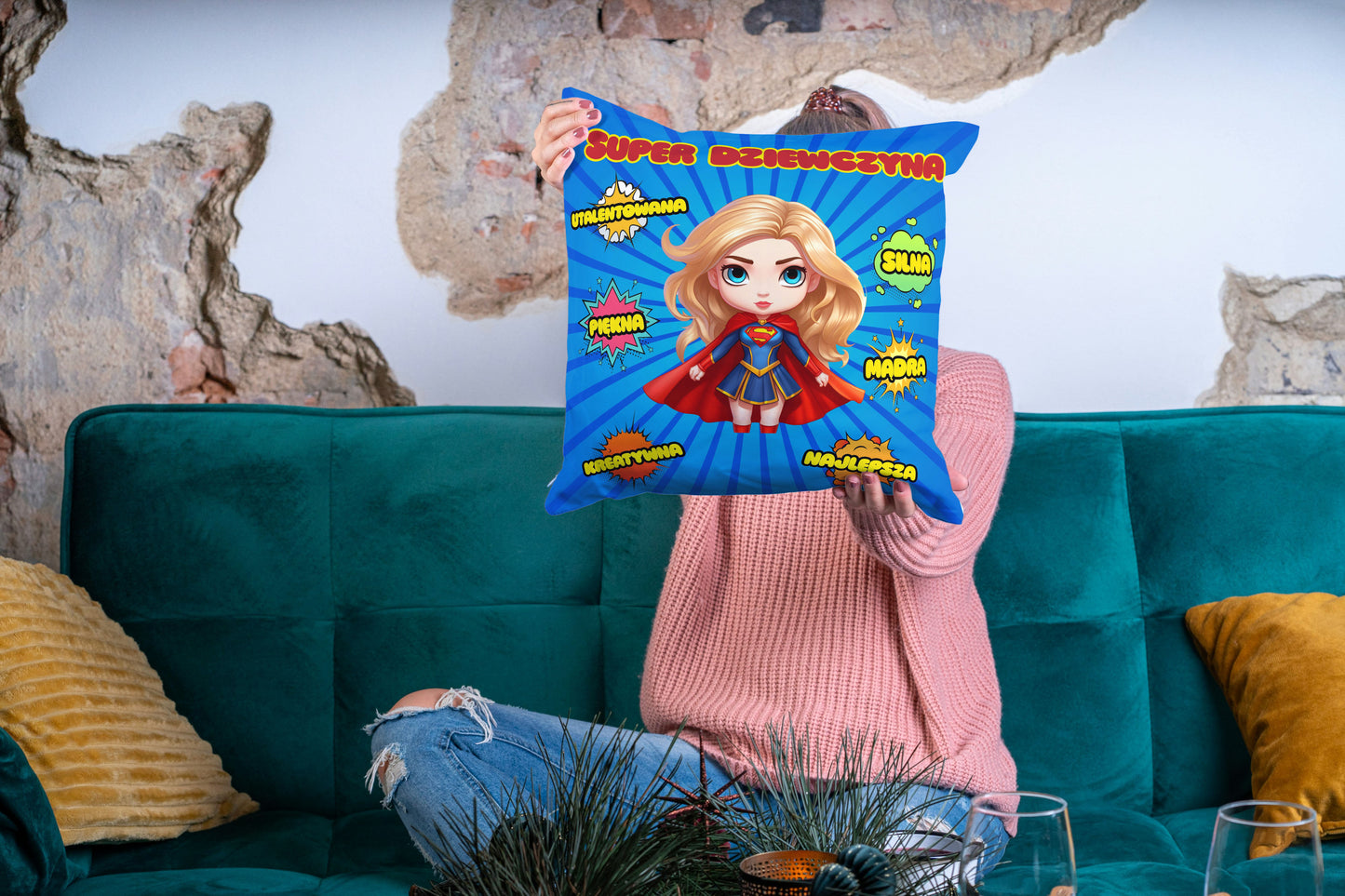 Poduszka na Dzień Kobiet dla Dziewczynek Super Dziewczyna - kubki24