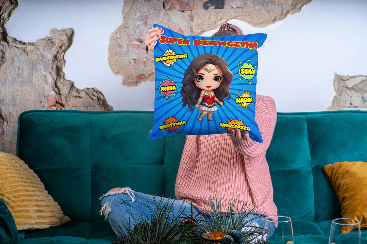 Poduszka na Dzień Kobiet dla Dziewczynek Super Dziewczyna - kubki24