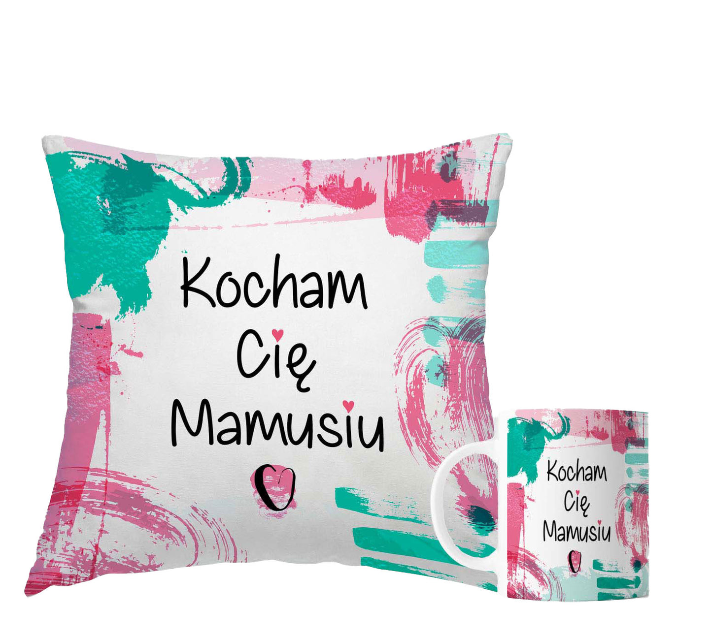 Poduszka i Kubek "Kocham Cię, Mamusiu" - kubki24