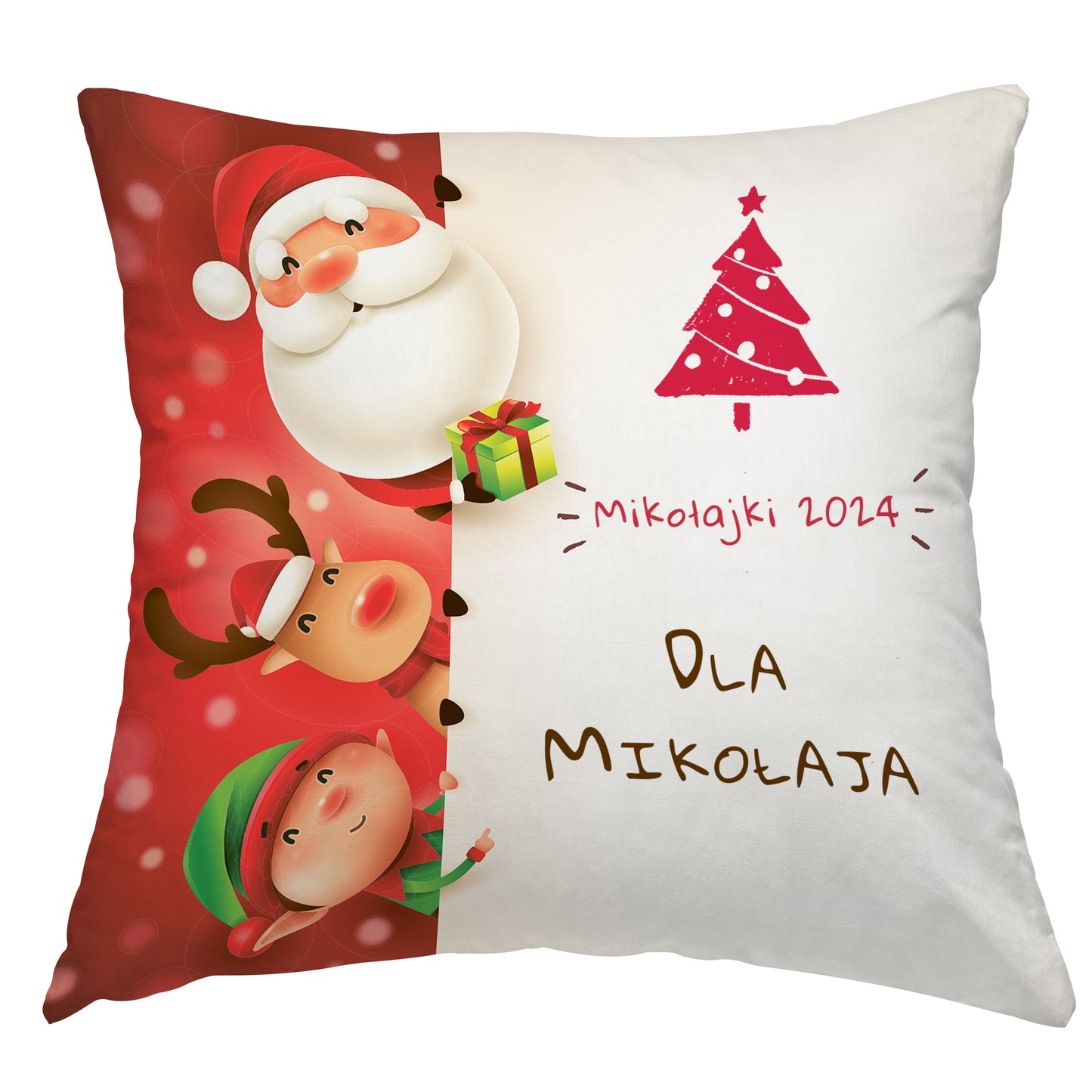 Poduszka na Mikołajki z imieniem dziecka – Idealny prezent na Święta - kubki24