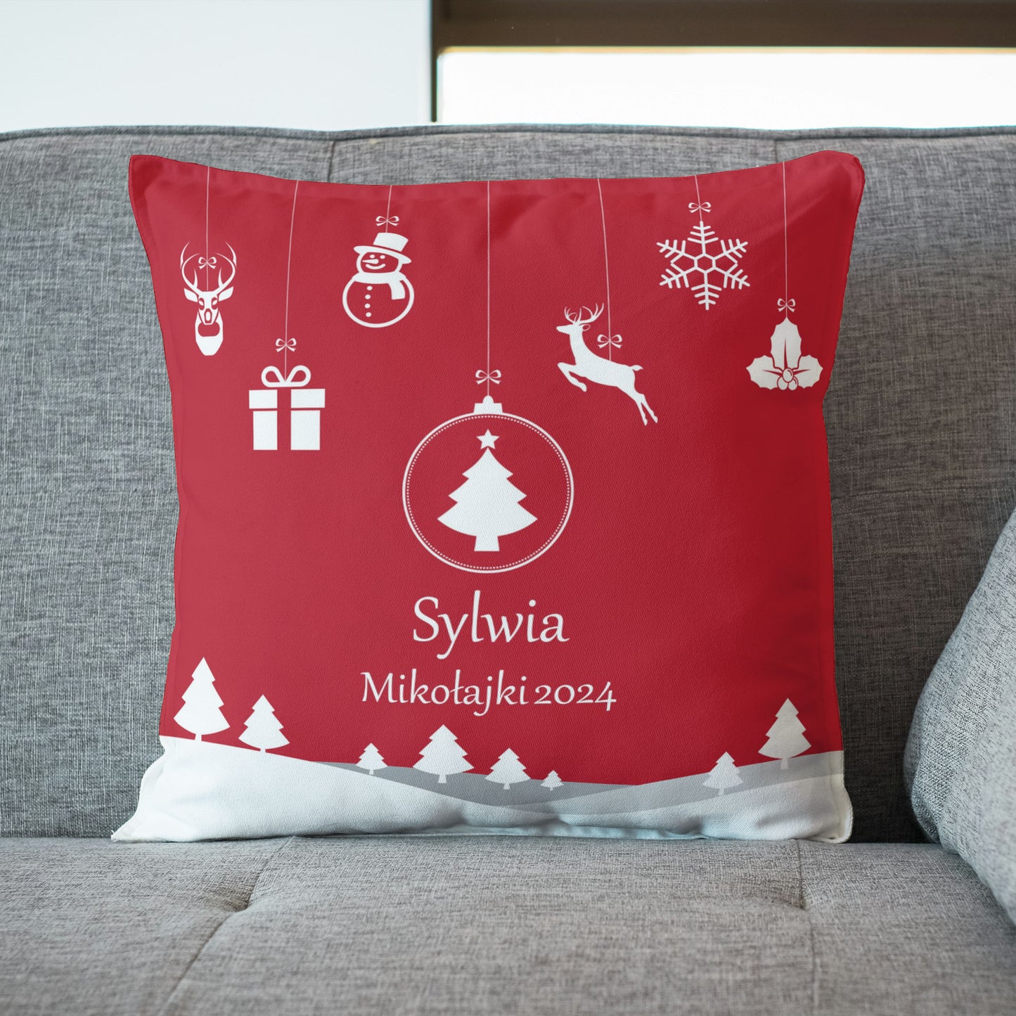 Poduszka na Mikołajki z imieniem dziecka – Idealny prezent na Święta - kubki24