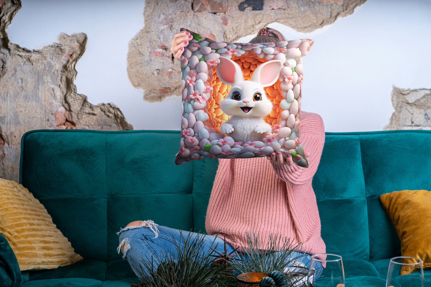 Poduszka Wielkanocna – Zając i Pisanki - kubki24