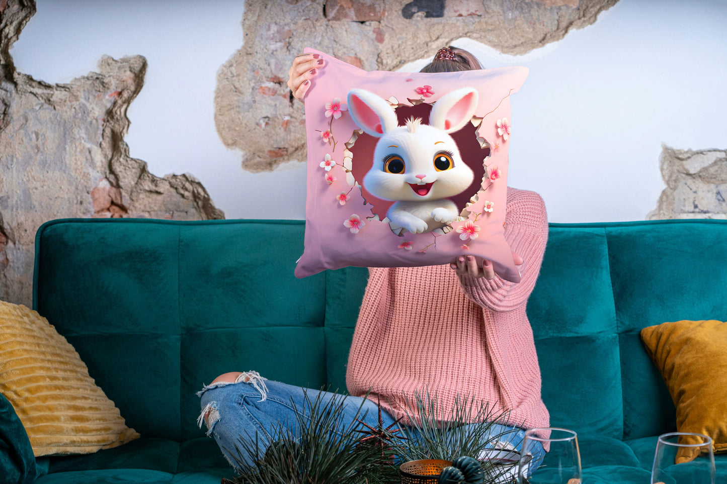 Poduszka Wielkanocna – Zając i Kwiaty - kubki24