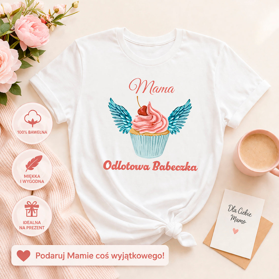 Koszulka „Mama Odlotowa Babeczka" – prezent na Dzień Mamy