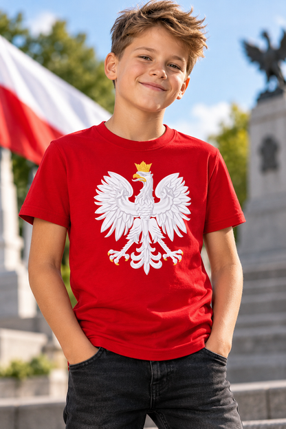 Koszulka Kibica dla Dziecka z Orłem – Polska Czerwona