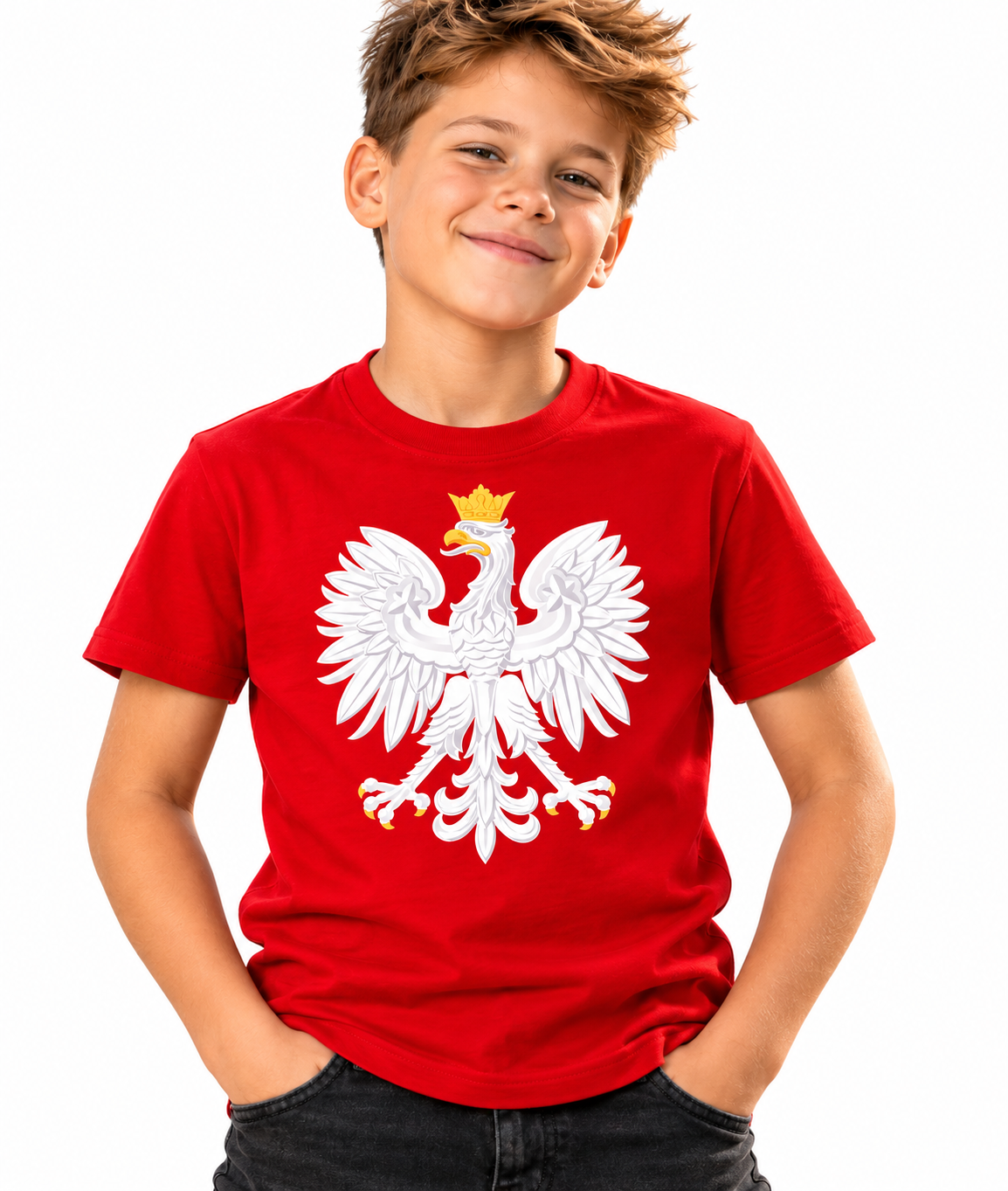 Koszulka Kibica dla Dziecka z Orłem – Polska Czerwona