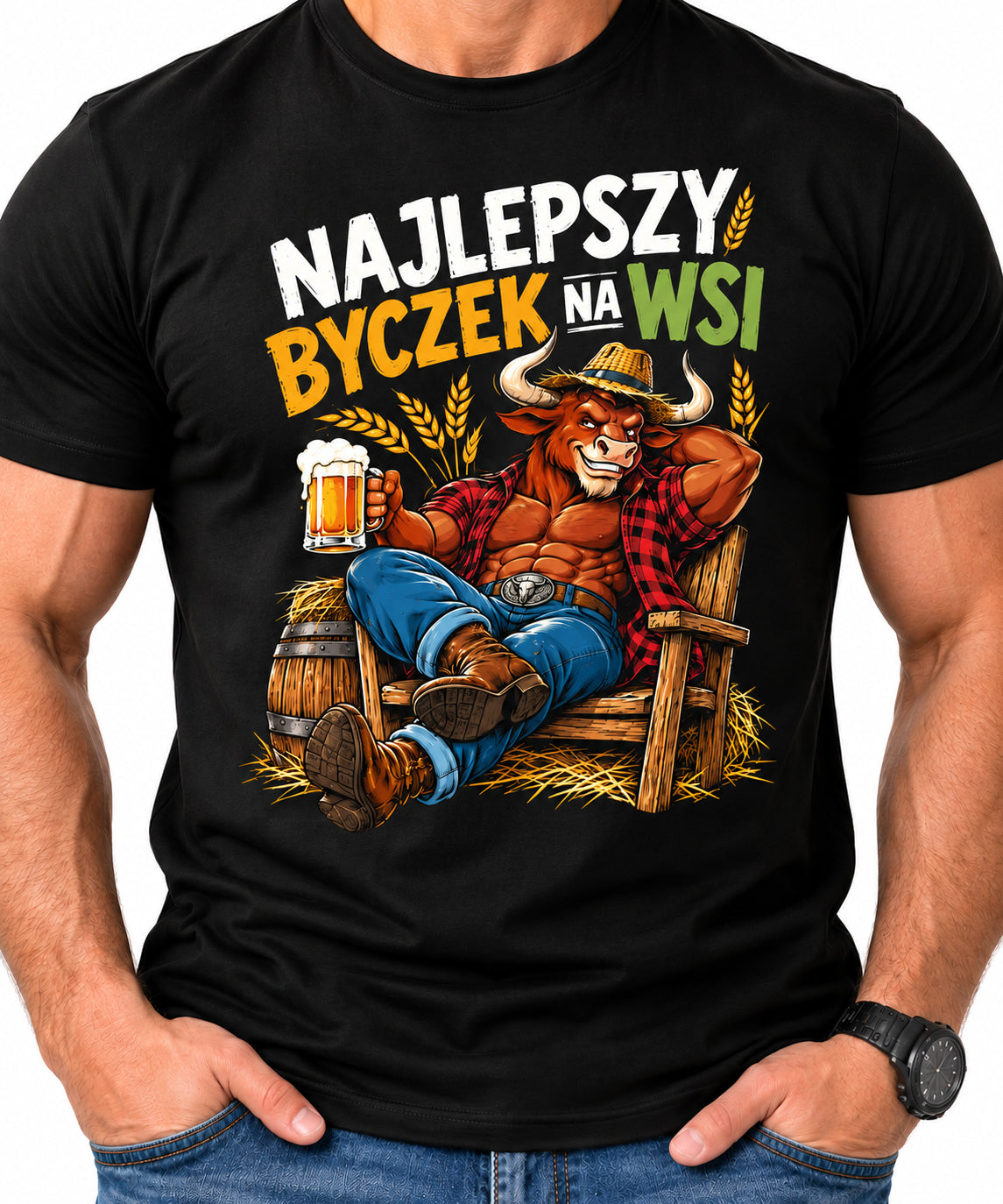 Koszulka Najlepszy Byczek na Wsi Śmieszna Prezent