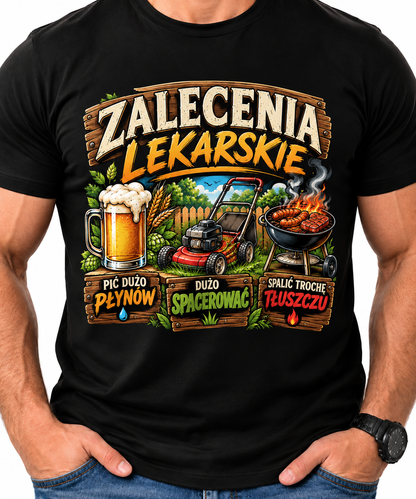 Koszulka Zalecenia Lekarskie – Śmieszny Prezent dla Taty Grill