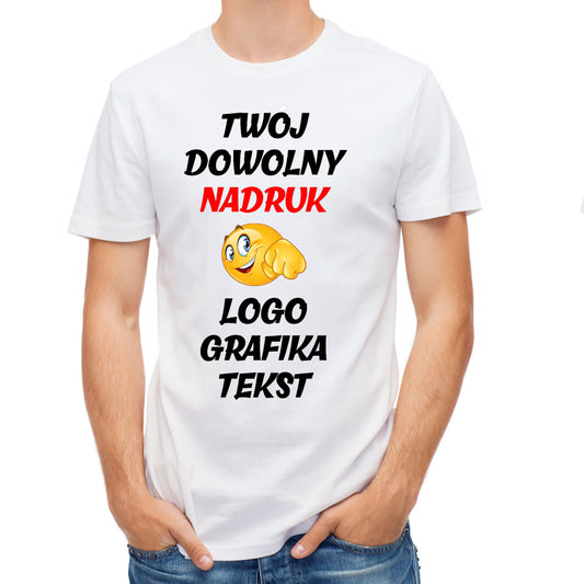 Koszulka z Własnym Nadrukiem Tekstem Logo Biała