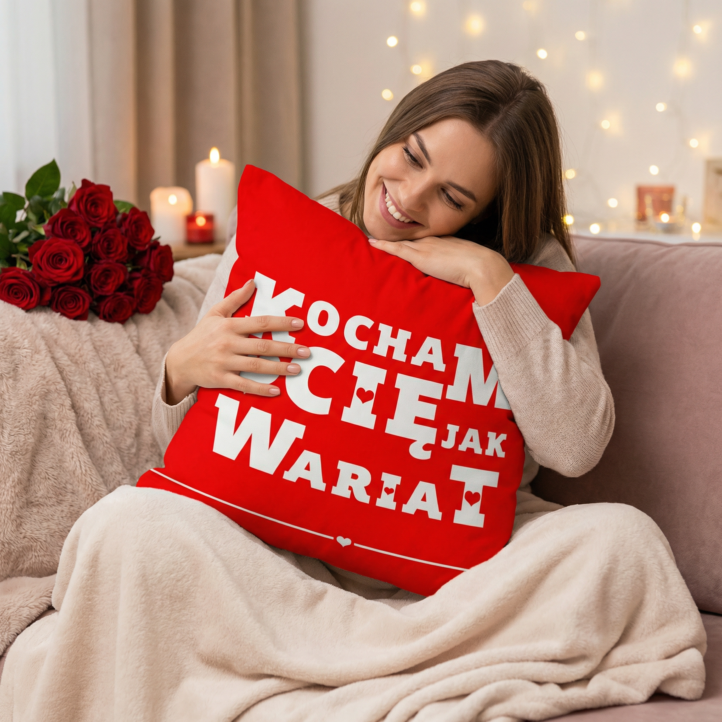 Poduszka prezent na walentynki Kocham Cię jak wariat