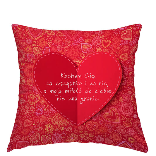 Poduszka prezent na walentynki Kocham Cię za wszystko i za nic