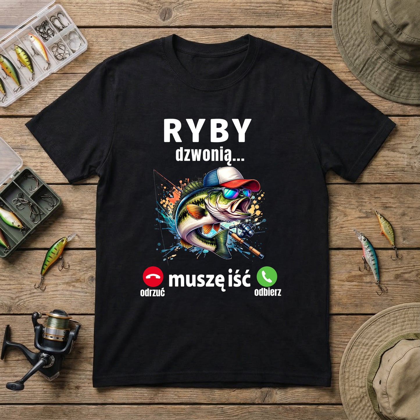 Koszulka dla wędkarza Ryby Dzwonią dla Taty Dziadka Prezent